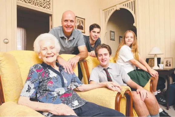  ?? Picture: CLAUDIA BAXTER ?? Margaret Cranitch, with son Matthew and her grandchild­ren Jack Miller, 18, Dylan Cranitch Green, 16, and Georgia Cranitch Green, 11