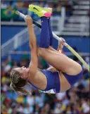  ?? (AP file photo) ?? Lexi Jacobus competes in the Olympics at Rio de Janeiro in 2016. Tori Hoggard hopes to join her twin sister at the Tokyo Games in 2021.