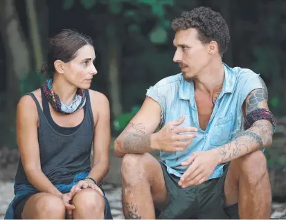  ??  ?? NO BITTERNESS: Pia Miranda and Luke Toki on Australian Survivor. Picture: NIGEL WRIGHT