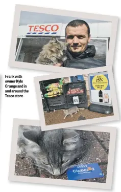  ?? ?? Frank with owner Kyle Orange and in and around the Tesco store