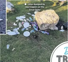  ??  ?? ■ Litter dumped by day trippers on the Great Orme