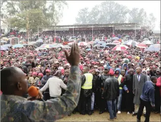  ?? PICTURE: AP ?? Zimbabwe’s main opposition leader, Nelson Chamisa, addresses supporters at an election rally in his hometown Masvingo yesterday. Former president Robert Mugabe, who led the country through 37 turbulent years before a dramatic ousting in November, has...