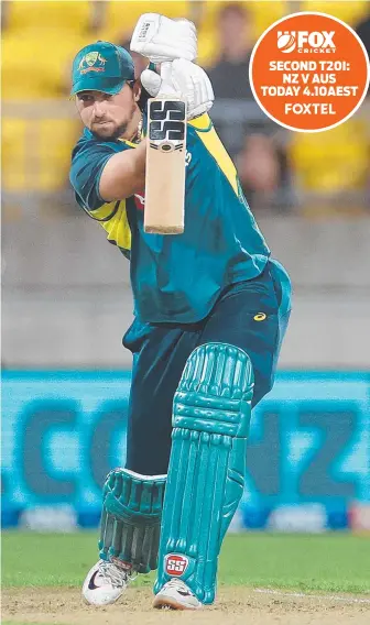  ?? ?? Australia’s Tim David gets on the front foot during his matchwinni­ng innings in Wellington.