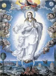  ??  ?? Fray Alonso López de Herrera, O.P.’s 1640 “Virgin of the Immaculate Conception” is among the show’s many exquisite devotional paintings.