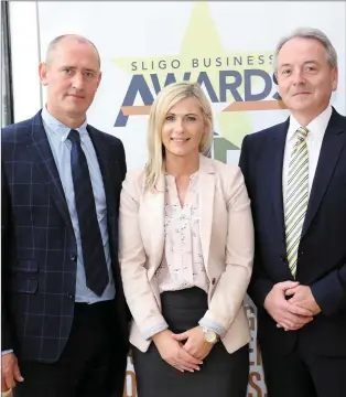  ??  ?? (L-R) Sligo Leader Partnershi­p CEO Chris Gonley, Laura Robinson, AIB, Charlie Kane, AIB.