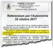  ??  ?? Il documento Una delle lettere fatte spedire da parecchi Comuni leghisti in cui si afferma che il referendum renderà «la Lombardia simile alle regioni a Statuto speciale»
