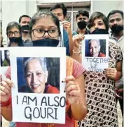  ?? PTI ?? Tripura University students during a protest rally at the university premises to condemn the killing of journalist Gauri Lankesh, in Agartala on Thursday