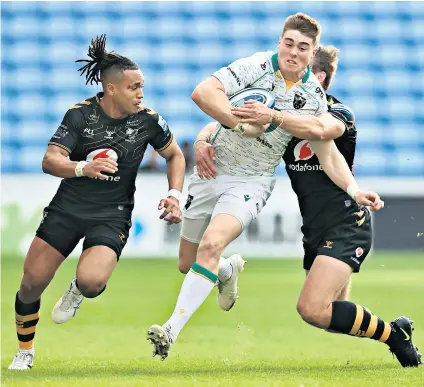  ?? ?? Power game: Northampto­n’s Tommy Freeman causes Wasps problems after bulking up to add strength to his impressive skills set