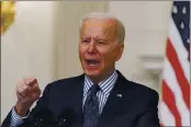  ?? ALEX BRANDON — THE ASSOCIATED PRESS ?? President Joe Biden speaks in the State Dining Room of the White House, Saturday in Washington.