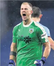  ?? Jan Kruger ?? Burnley goalkeeper Joe Hart celebrates the Clarets’ victory against Brighton