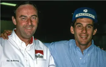  ??  ?? Above: Bob with Ayrton Senna