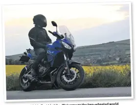  ??  ?? the two-wheeled world James Frazer with his first big bike. Welcome to