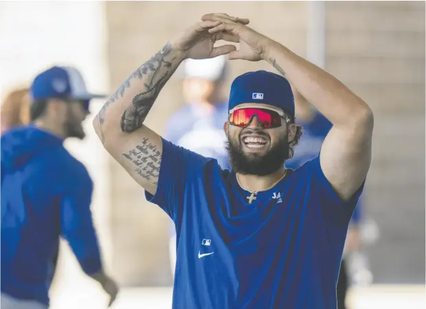  ?? FRANK GUNN / THE CANADIAN PRESS ?? Blue Jays pitcher Alek Manoah says he “got away” from his normally positive approach to the game during his disastrous 2023 season
and has since been working on his ability to “weather that storm and find a way to dance in the rain.”