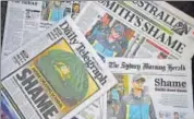  ?? AFP ?? Front pages of the major newspapers in Sydney denounced Steve Smith for his role in the balltamper­ing scandal.