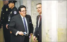  ?? Drew Angerer Getty Images ?? TRUMP LAWYERS Jay Sekulow, left, and Pat Cipollone. Cipollone had clashed with House manager Jerrold Nadler after he accused GOP senators of treachery.