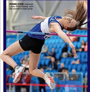  ??  ?? RISING STAR: Sommer Lecky (Finn Valley) won the women’s high jump