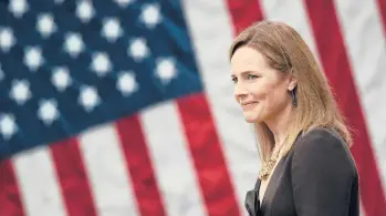  ?? OLIVIER DOULIERY/GETTY-AFP ?? Amy Coney Barrett was nominated to the Supreme Court on Sept. 26, just eight days after the death of Justice Ruth Bader Ginsburg. The Senate Judiciary Committee pushed through Barrett’s nomination on Oct. 22.