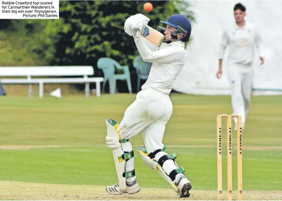  ?? Picture: Phil Davies ?? Robbie Crawford top-scored for Carmarthen Wanderers in their big win over Ynysygerwn.