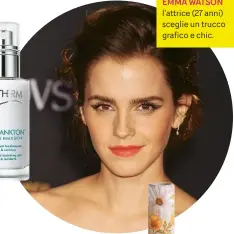  ??  ?? EMMA WATSON l’attrice (27 anni) sceglie un trucco grafico e chic.