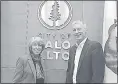  ?? COURTESY OF CITY OF PALO ALTO ?? Mayor Liz Kniss, left, was chosen unanimousl­y as the new Palo Alto mayor, replacing Greg Scharff.