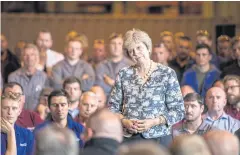  ?? BLOOMBERG ?? UK Prime Minister Theresa May pauses during a question and answer session at Reece Group, an engineerin­g firm in Newcastle, UK last Saturday.