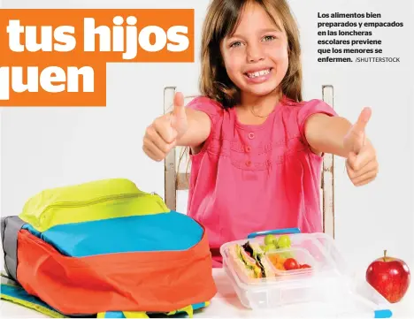  ?? /SHUTTERSTO­CK ?? Los alimentos bien preparados y empacados en las loncheras escolares previene que los menores se enfermen.