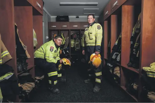  ?? CHRIS SKELTON/THE PRESS ?? Farmers and volunteer firefighte­rs Nick, left, and Matt Boon did two 12-hour shifts up at the Port Hills fires. As soon as Nick returned from his first overnight shift, he was called out to a Rolleston vegetation fire.