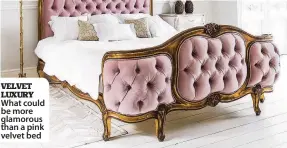  ??  ?? VELVET LUXURY What could be more glamorous than a pink velvet bed