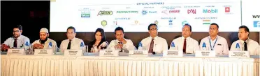  ??  ?? The head table, from left: Mcshaw Automotive Ltd Marketing Manager Chatura Kaththriar­achchi, The Harvest Co (Pvt.) Ltd RFL Bangladesh General Manager Abdullah Jafar, Siam City Cement (Lanka) Ltd Marketing Head Dinuk Peiris, S-lon Lanka (Pvt.) Ltd...