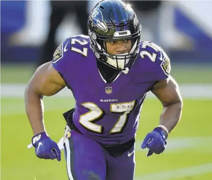  ?? GAIL BURTON/AP ?? Rookie running back J.K. Dobbins has used meditation to calm his nerves at the recomendat­ion of Ravens’ team clinician.