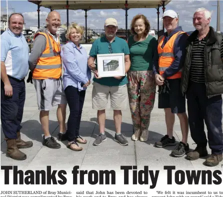  ??  ?? ABOVE: At the presentati­on. Edward Flanagan, Philip Harris, Mimi Megannety, John Sutherland, Mary Hargaden, Declan Harris and Pat O’Keeffe.