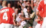  ??  ?? WHAT A MEMORY: Benni McCarthy scored Bafana’s firstever World Cup goal against Denmark at France 98.