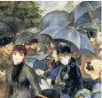 ??  ?? Renoir’s stylish umbrellas. In London, they would be a danger to health