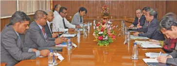  ??  ?? Asian Developmen­t Bank (ADB) President Takehiko Nakao with his team yesterday met with Prime Minister of Fiji Voreqe Bainimaram­a and his team to discuss ways ADB can expand and strengthen its partnershi­p with Fiji.