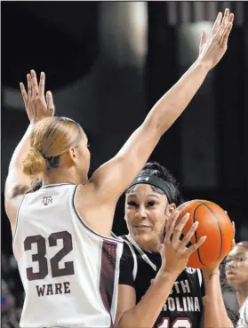  ?? Sam Craft The Associated Press ?? South Carolina center Kamilla Cardoso is averaging 13.3 points and 10.7 rebounds per game this season.