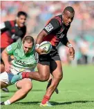  ?? IMAGES PHOTO: GETTY ?? Manasa Mataele scored one of the Crusaders’ eight tries against the Highlander­s in Darfield yesterday.