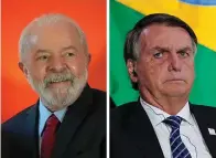  ?? The Associated Press ?? Brazil’s former president, who is running for reelection, Luiz Inacio Lula da Silva, left, appears July 3 in Sao Paulo, Brazil, and Brazilian President Jair Bolsonaro, right, attends a meeting on June 9 in Los Angeles. Brazilians go to the polls in October, and they’ll have a choice between reelecting Bolsonaro, or bringing back former president da Silva.