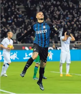  ?? AFP ?? Con los dos goles de este domingo, el argentino Mauro Icardi suma 13 en este torneo y está a dos del goleador, Ciro Immobile.