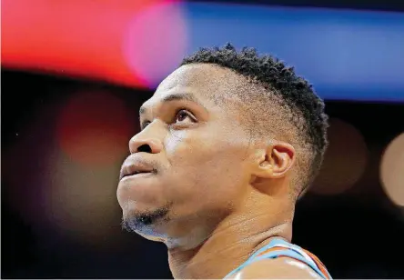  ?? BRYAN TERRY, THE OKLAHOMAN] [PHOTOS BY ?? Russell Westbrook suffered through a 1-of-12 3-point performanc­e in the Thunder’s 105-98 loss to Denver on Nov. 24 in Oklahoma City.