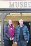  ?? PHOTO: TOM KITCHIN ?? Future focused . . . Central Otago District Council property and facilities officer Christina Martin and Clyde Museums curator John Hanning ponder the future of the Clyde museums outside the Briar Herb museum at the inaugural I Love Clyde Heritage Day...