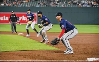  ?? AP 2022 ?? Shifts like this one by the Twins are history. Teams must have two infielders on each side of second base when a pitch is thrown, and all will need to have both feet “within the outer boundary of the infield.”