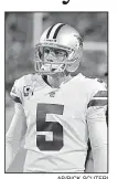  ?? AP/RICK SCUTERI ?? Dallas kicker Dan Bailey has never missed an extra point, including all 87 since the kick became a 33-yarder in 2015. He is 7 of 7 on field goals this season, but will miss the next 2 to 4 weeks with a groin injury.