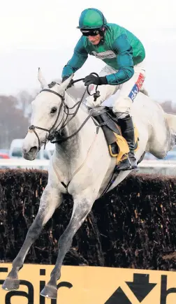  ??  ?? Daryl Jacob on Bristol De Mai en route to their success in the Betfair Chase at Haydock Park