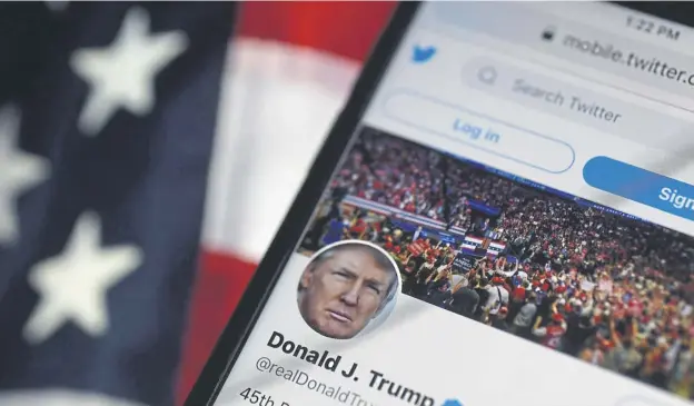  ?? ?? ↑ Donald Trump’s Twitter account was reinstated on Sunday but it is unclear if the former president will return to the platform