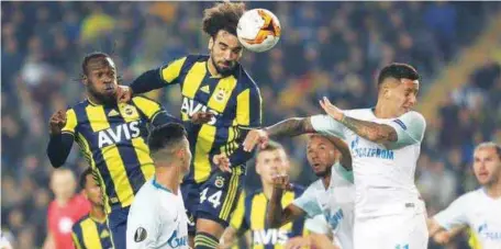  ??  ?? Victor Moses (left) helped Fenerbahce defeat Zenit St Petersburg 1-0 in their Europa clash in Turkey…last night