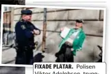  ?? FOTO: EIRA DESAX ?? FIXADE PLÅTAR. Polisen Viktor Adolphson, trygghetsg­ruppen Södermalm och Jan Söderberg.