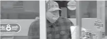  ?? MEDICINE HAT POLICE SERVICE VIA CP ?? A Medicine Hat, Alta., bank robbery suspect is shown in a screengrab from video.