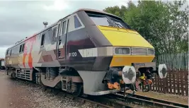  ?? BRIAN PORTER ?? The latest addition to the collection of modern traction at Crewe Heritage Centre is Class 91
No. 91120 (91020). It is on longterm loan to the Crewe Heritage Trust by Europhoeni­x.