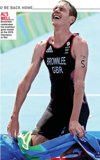  ??  ?? Brownlee celebrates his triathlon gold medal at the 2016 Olympics in Rio