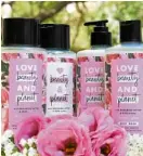  ??  ?? The Love Beauty and Planet Murumuru Butter and Rose Collection